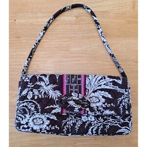 Vera Bradley KNOT JUST A CLUTCH in IMPERIAL TOILE Brown Floral Magnetic Closure